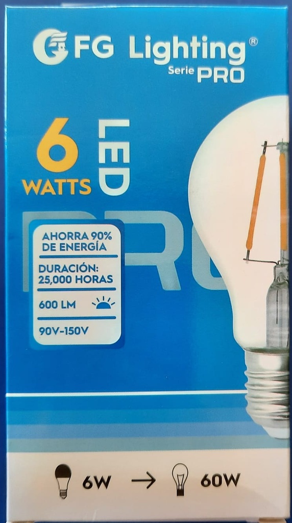 BOMBILLA VINTAGE A60 DE 6W 3000K FG LIGHTING