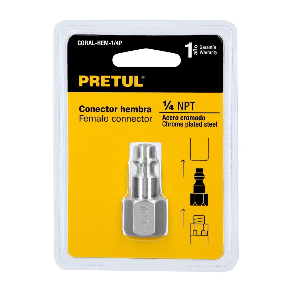 COPLE ACERO 1/4NPT, NIPLE HEMBRA PRETUL