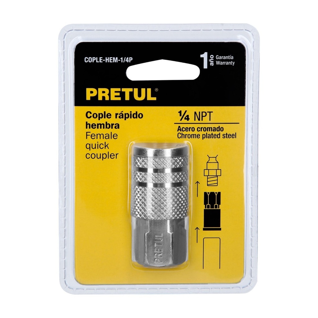COPLE ACERO CUERDA 1/4 NPT, HEMBRA PRETUL