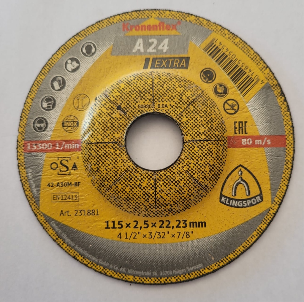 DISCO CORTE METAL NORMAL CENTRO UNDIDO A 24 EXTRA 4 1/2 KRONENFLEX