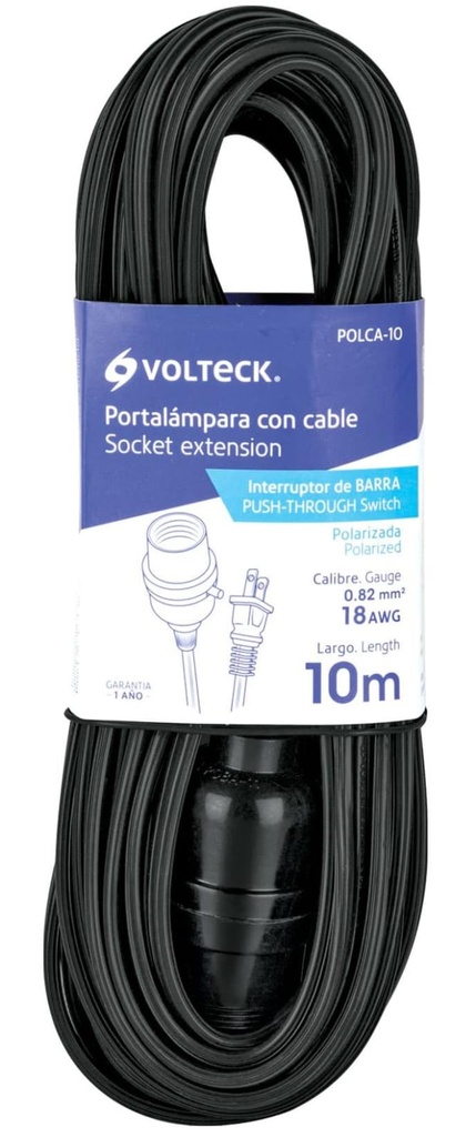EXTENSION CON PORTA LAMPARA 10 METRO VOLTECK