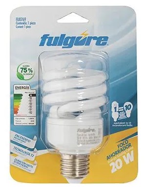 FOCO AHORRADOR ESPIRAL 20W FULGORE
