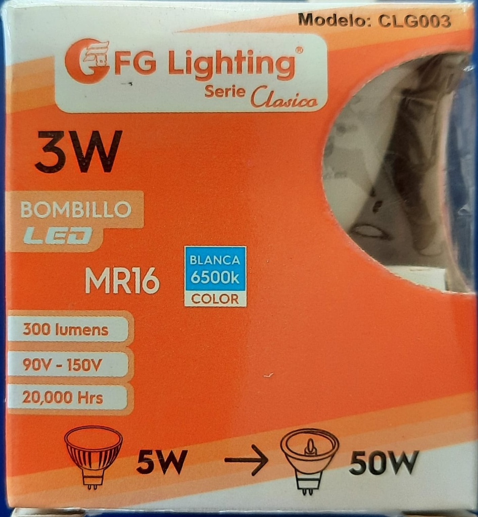 FOCO LED MR16 GU5.3 3W LUZ DIA FG LIGHTING
