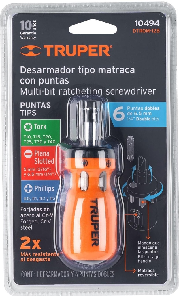 JUEGO DE DESARMADOR TIPO MATRACA CON PUNTA 7PZ TRUPER