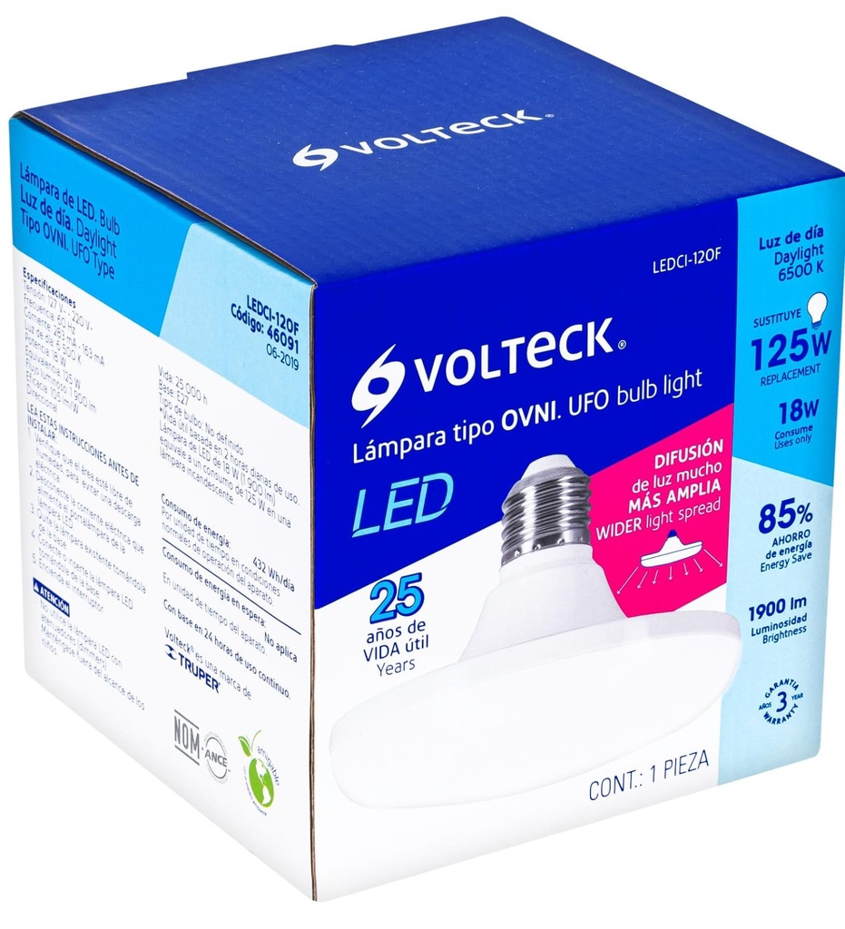 LAMPARA CIRCULAR LED 18W LUZ DIA VOLTECK