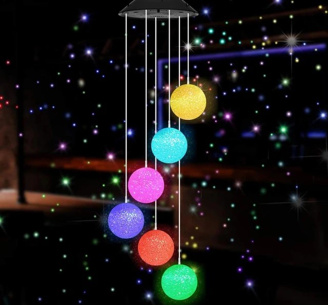 LAMPARA COLGANTE DECORATIVA TIPO ESFERA LUZ SOLAR ORO
