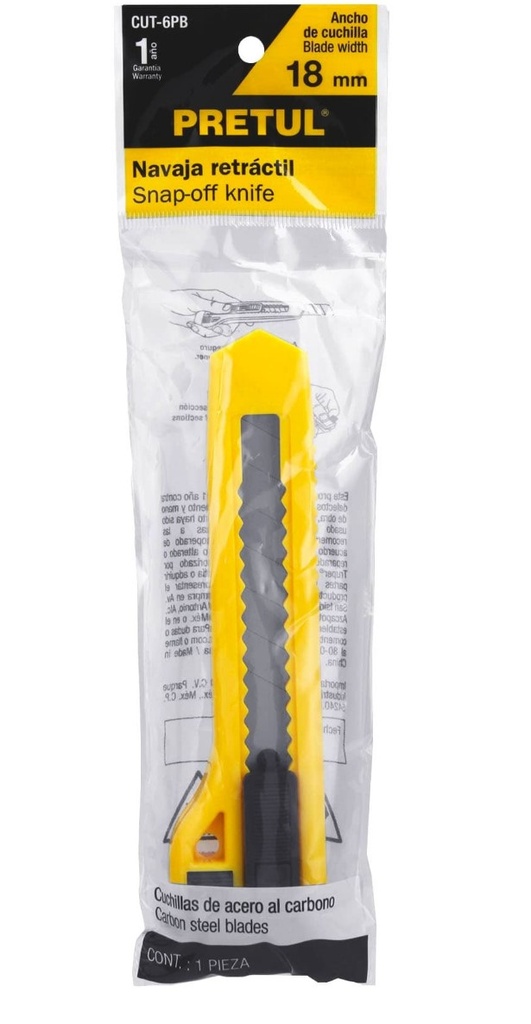 NAVAJA (CUTTER) PLASTICO 18 MM PRETUL