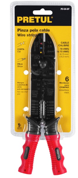 PINZA PELA CABLE 9" PRETUL