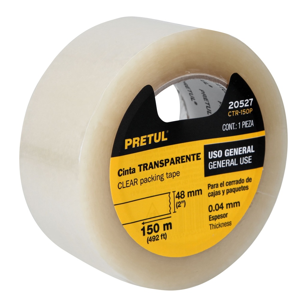 CINTA EMPAQUE TRANSPARENTE 150M PRETUL