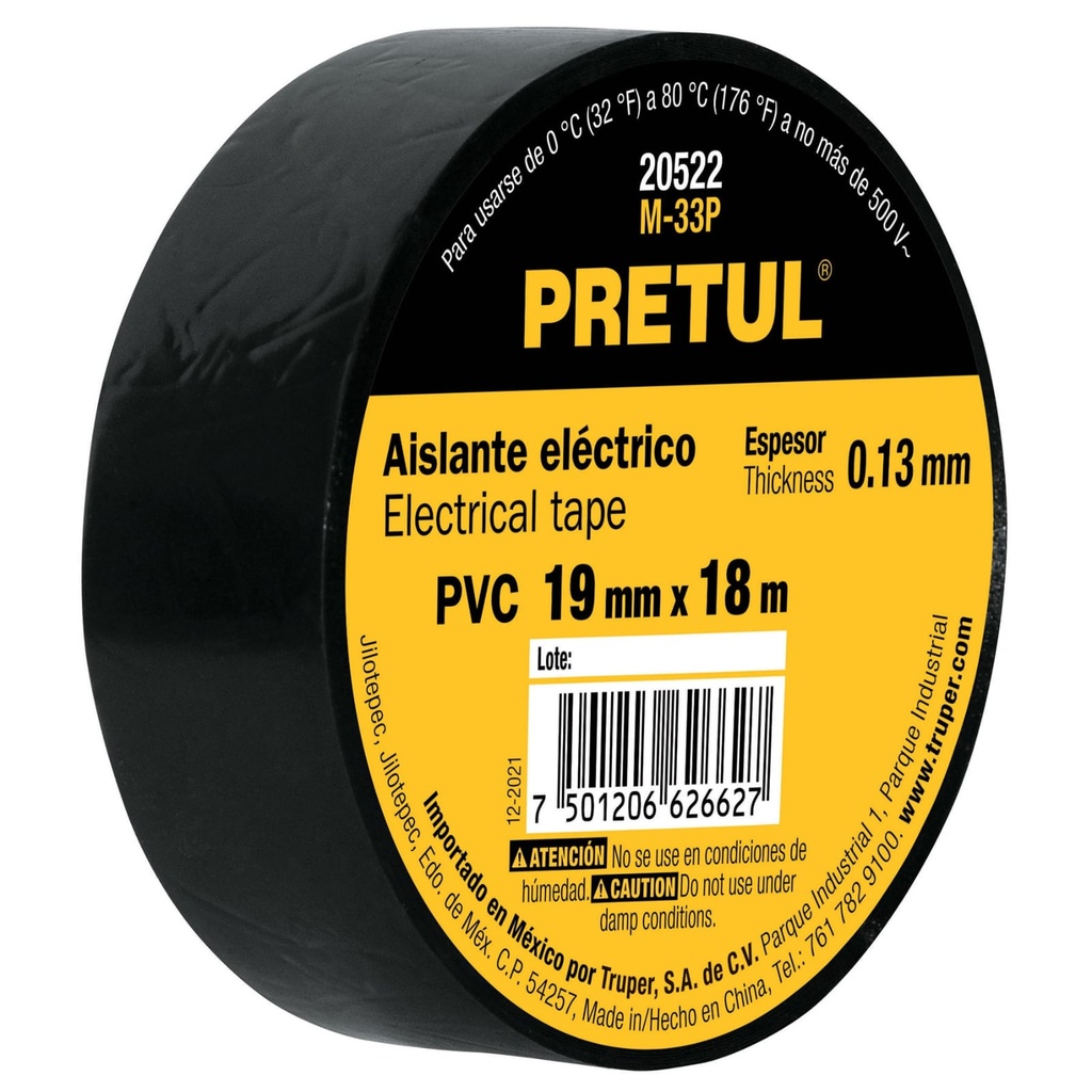 CINTA AISLANTE DE 18M NEGRO PRETUL