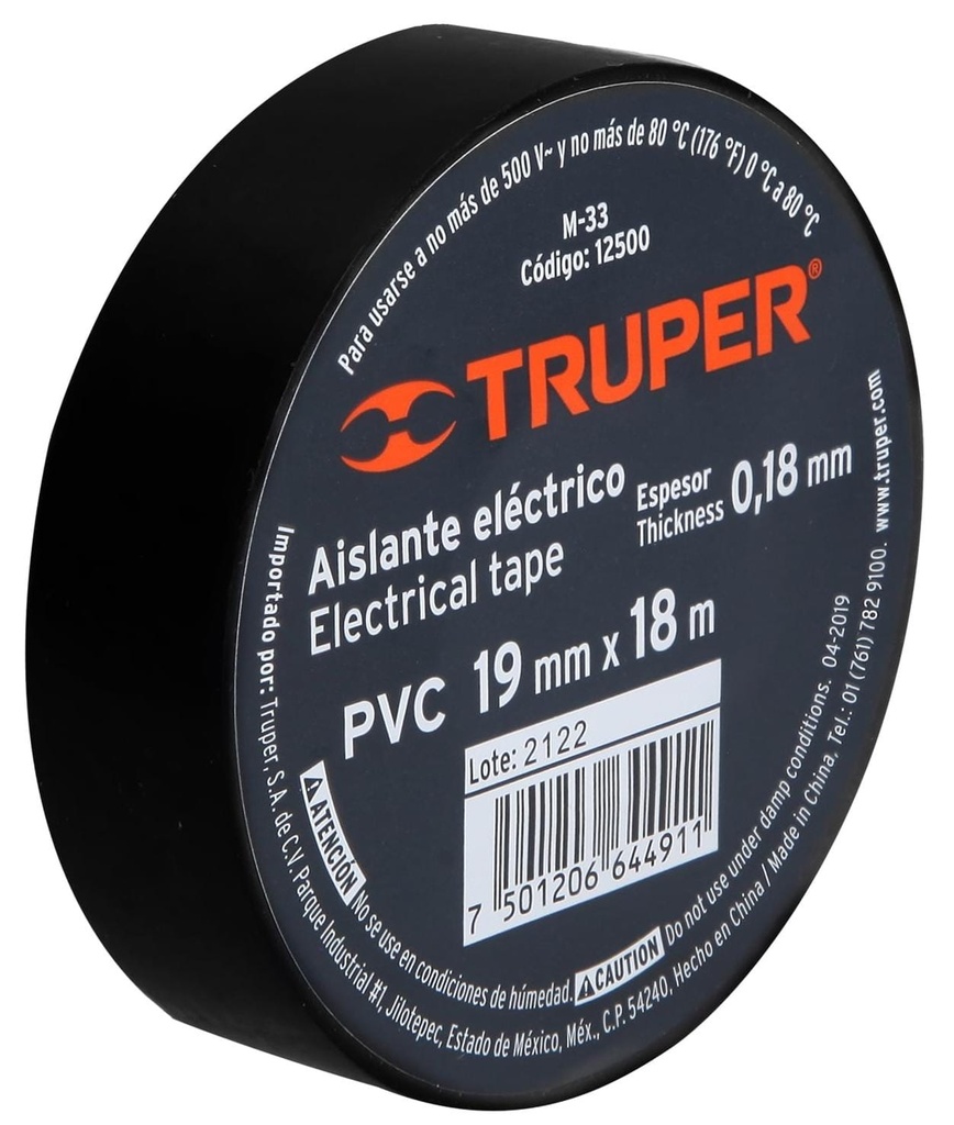 CINTA AISLANTE DE 18M NEGRO TRUPER