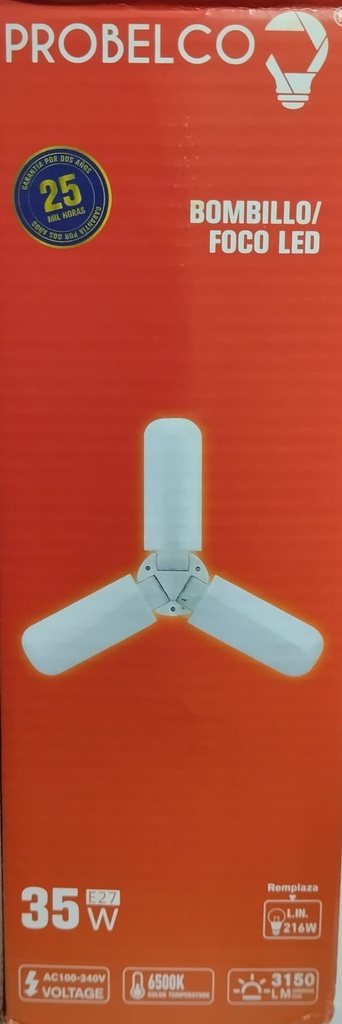 LAMPARA LED TIPO VENTILADOR DE 3 ASPAS 35W PROBELCO (ASEM)